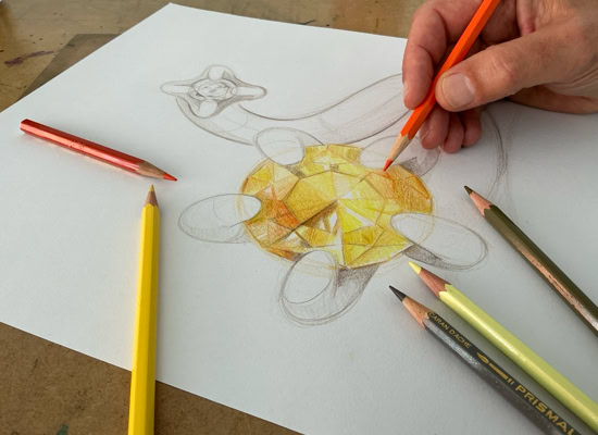 Main au travail dans l’atelier de création