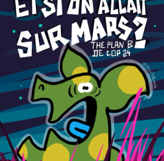 Denis Tcheskiss collabore avec la classe de français de Marylin Fazio du Collège de Delémont. Les élèves (13-14 ans) ont écrit et illustré une fiction humoristique sur les problématiques climatiques, inspirée par Greta Thunberg, militante pour l’écologie, âgée de 14 ans.